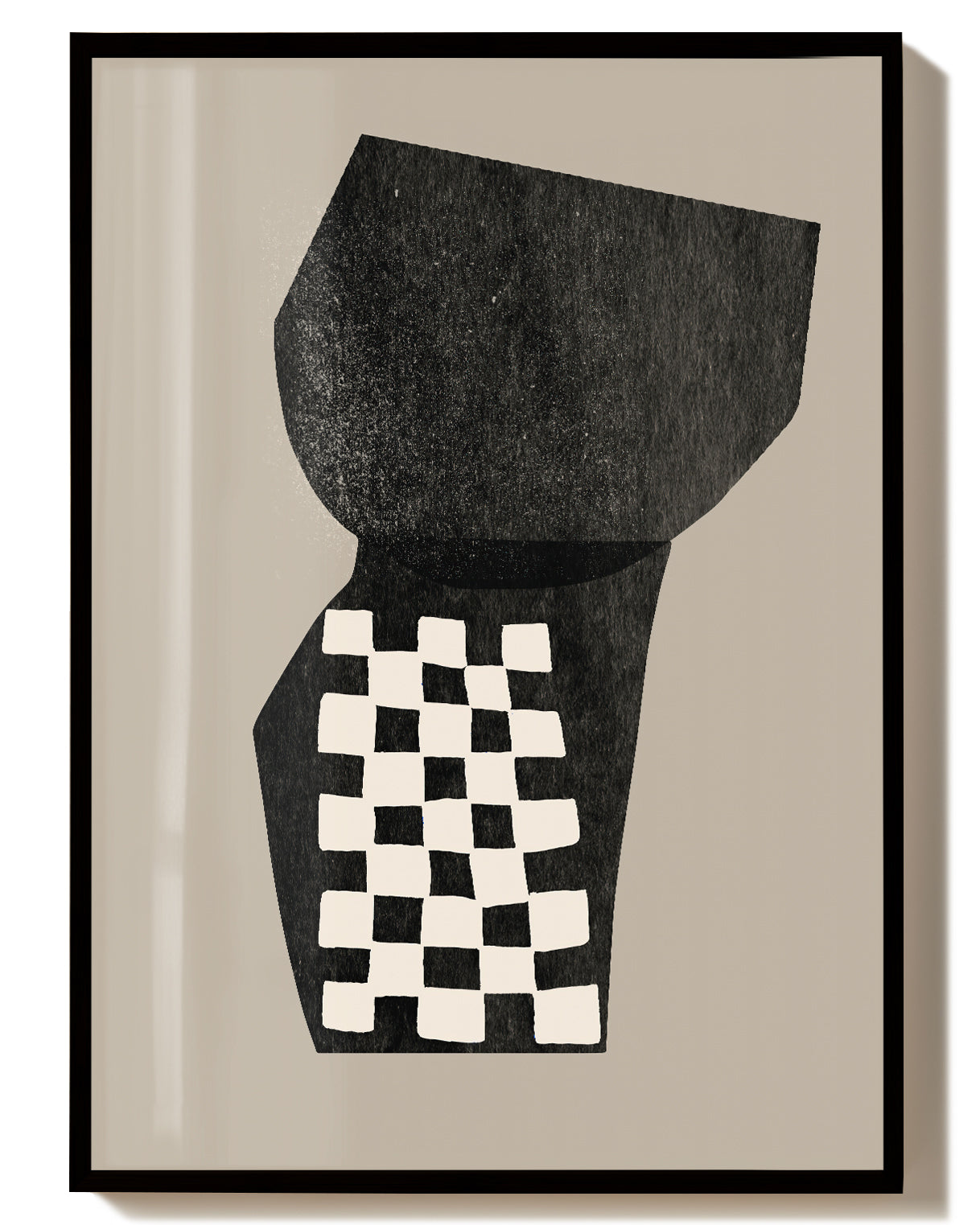 Abstraktes Schwarz Weiß Poster – Abstract Black Checkered Vase