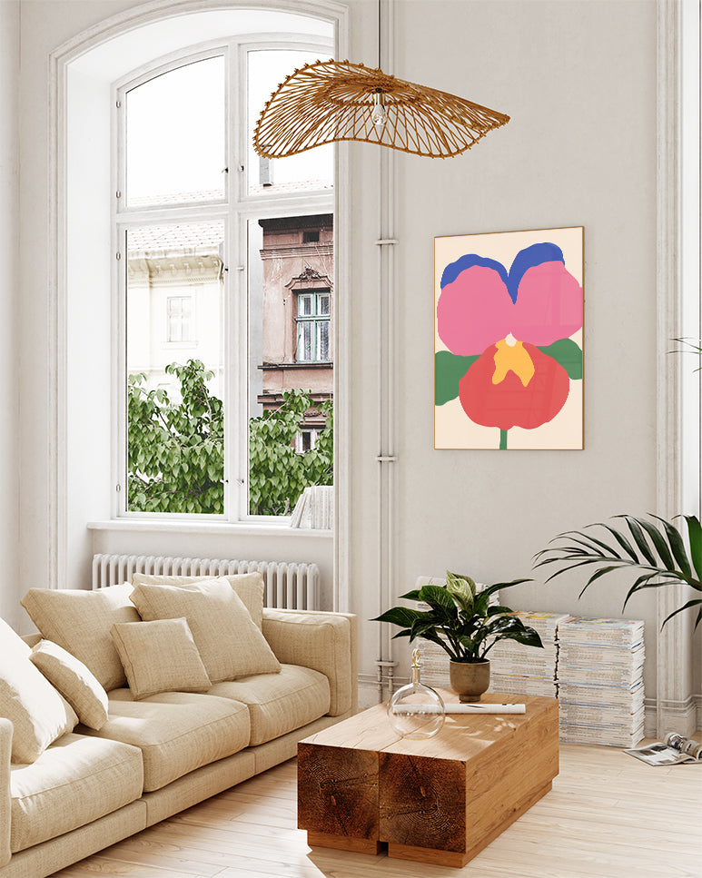 Abstraktes Blumenposter im Bauhaus-Stil – Abstract Bloom Poster – FineArt Wandbild, moderne Kunst & Fine Art Print von Spawnd, handgefertigt & Made in Germany