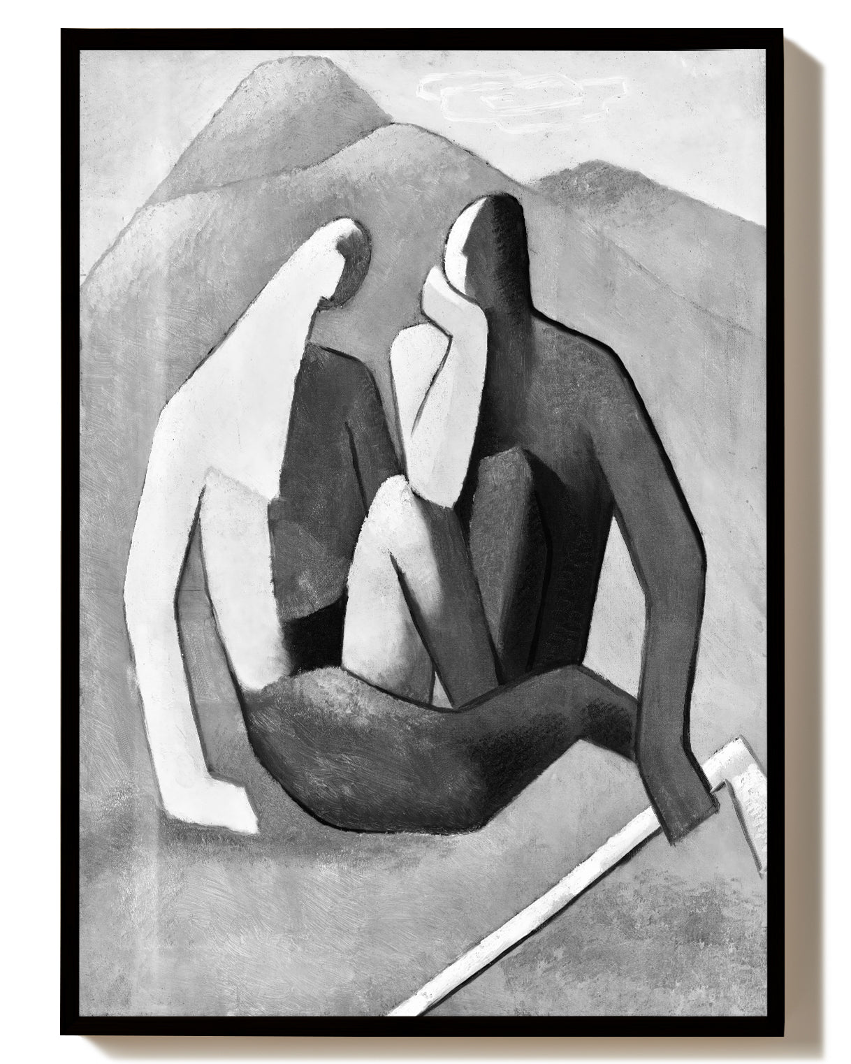 Minimalistisches Figuren Poster Schwarz Weiß – Abstract Pose