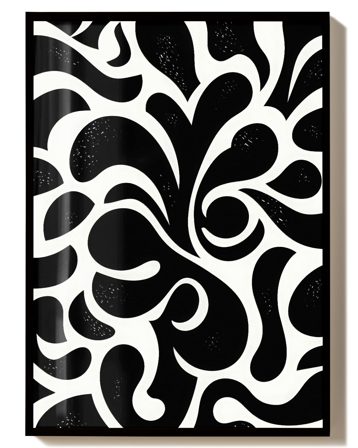 Modernes Schwarz Weiß Linien Wandbild – Abstract Trace