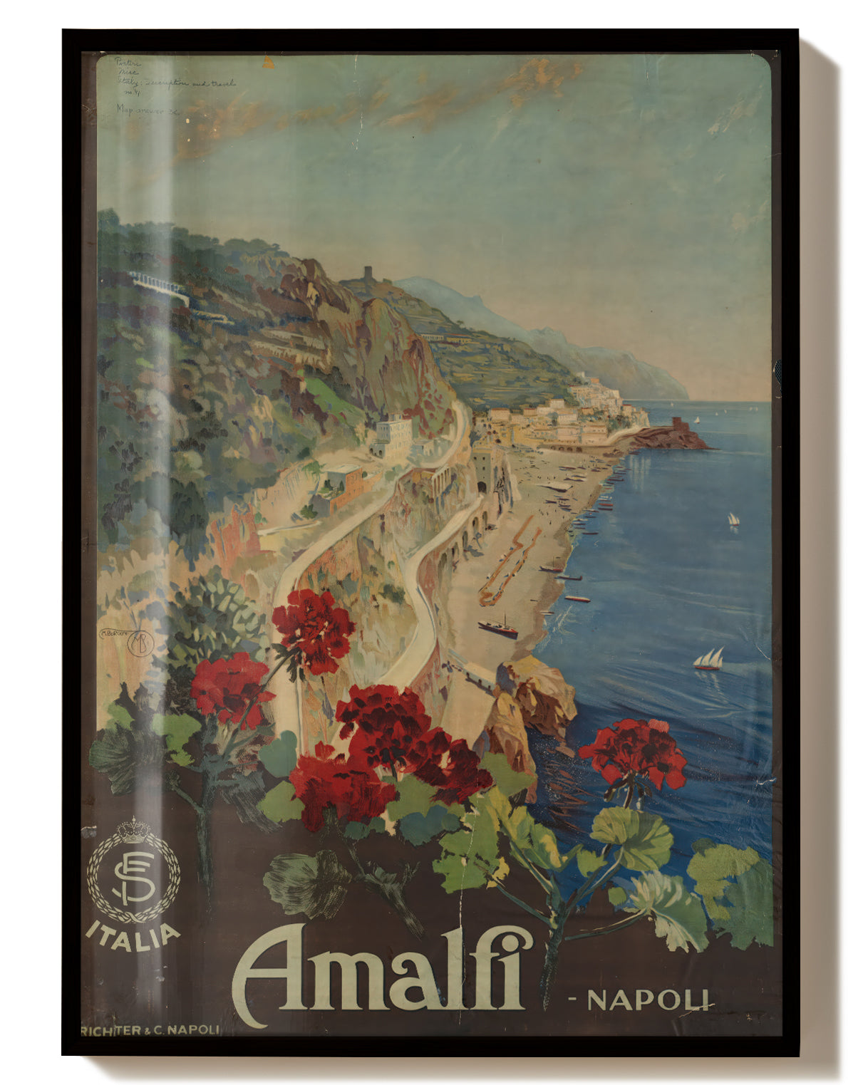 Vintage Amalfi Küsten Poster – Amalfi Napoli Poster – FineArt Wandbild, moderne Kunst & Fine Art Print von Spawnd, handgefertigt & Made in Germany