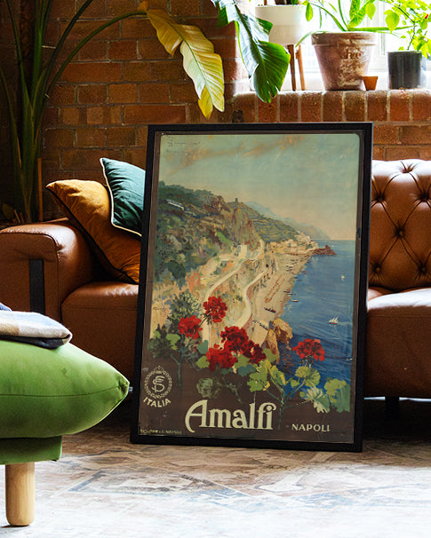 Vintage Amalfi Küsten Poster – Amalfi Napoli Poster – FineArt Wandbild, moderne Kunst & Fine Art Print von Spawnd, handgefertigt & Made in Germany
