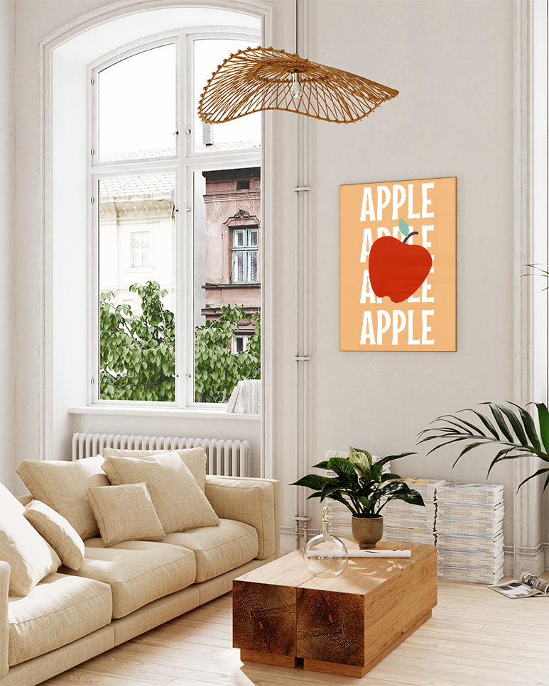 Typografie Apfel Poster – Apple Repeat Poster – FineArt Wandbild, moderne Kunst & Fine Art Print von Spawnd, handgefertigt & Made in Germany