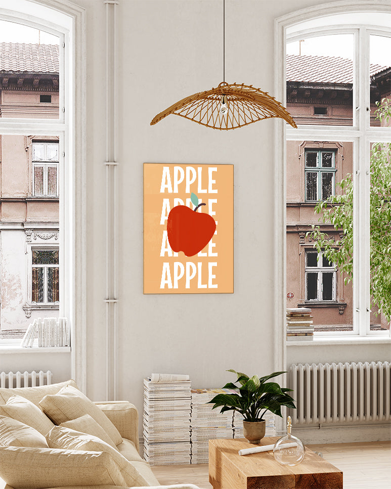 Typografie Apfel Poster – Apple Repeat Poster – FineArt Wandbild, moderne Kunst & Fine Art Print von Spawnd, handgefertigt & Made in Germany