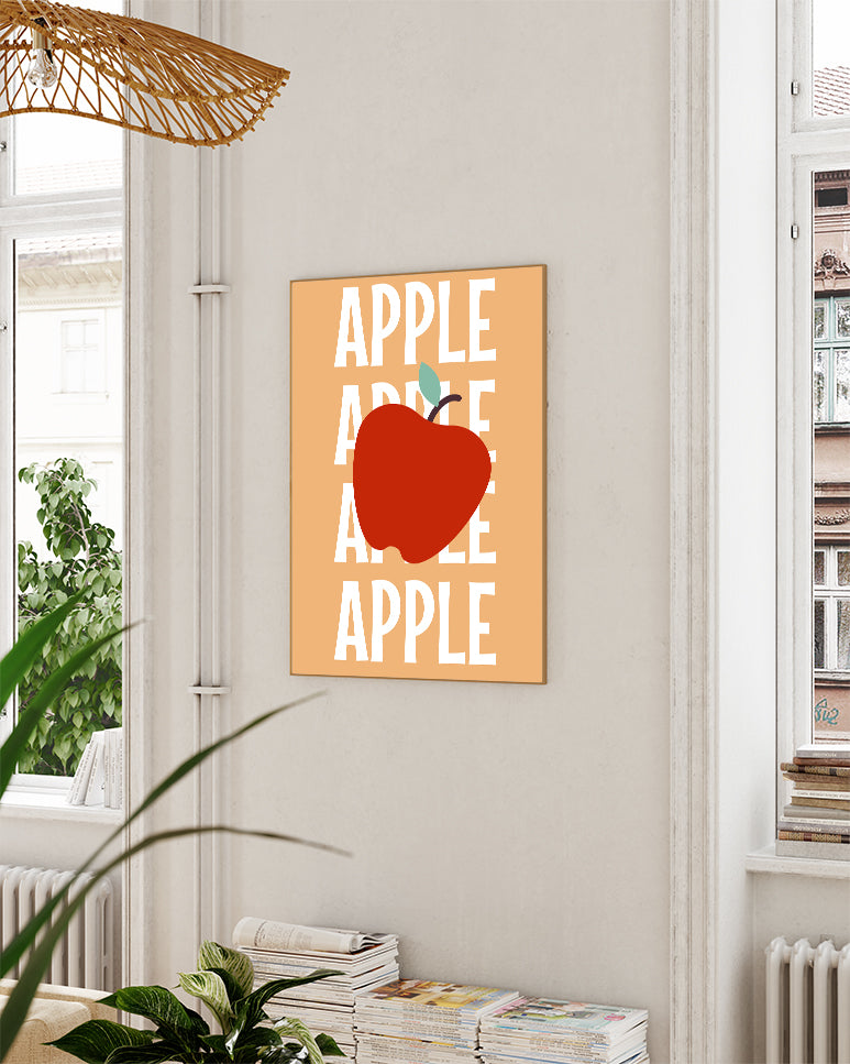 Typografie Apfel Poster – Apple Repeat Poster – FineArt Wandbild, moderne Kunst & Fine Art Print von Spawnd, handgefertigt & Made in Germany