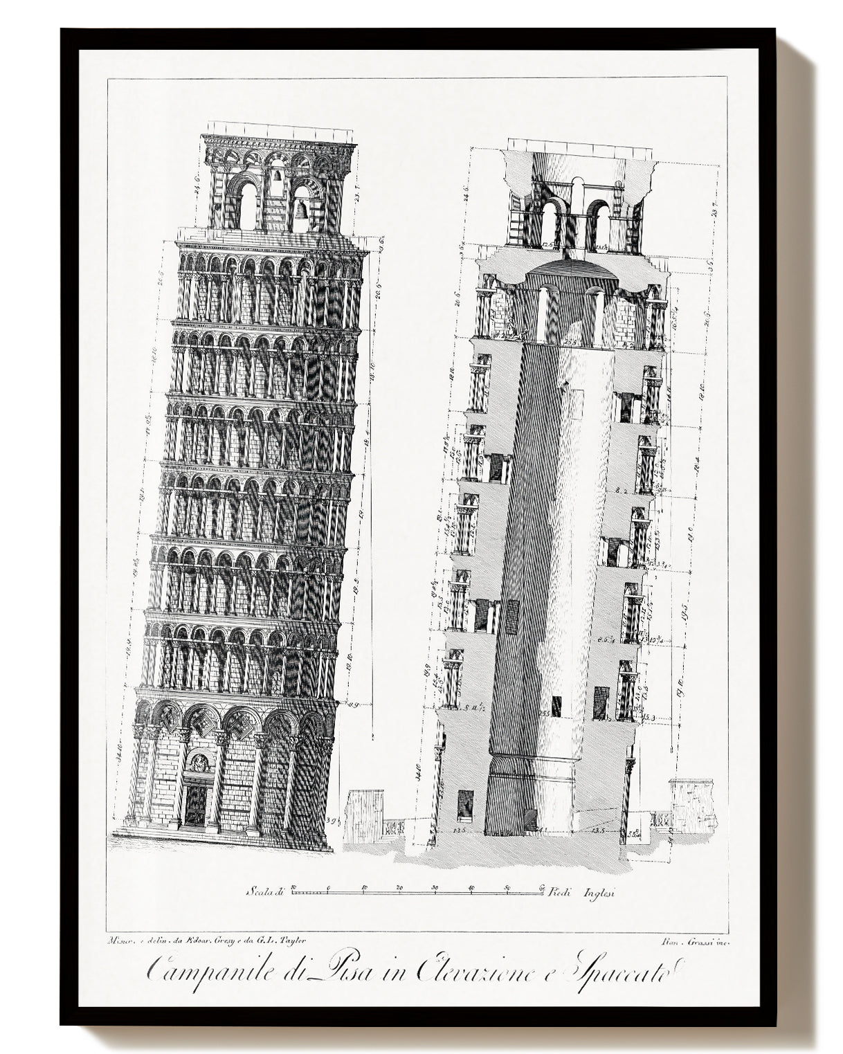 Pisa Architektur Fotografie Poster Schwarz Weiß – Architecture Study