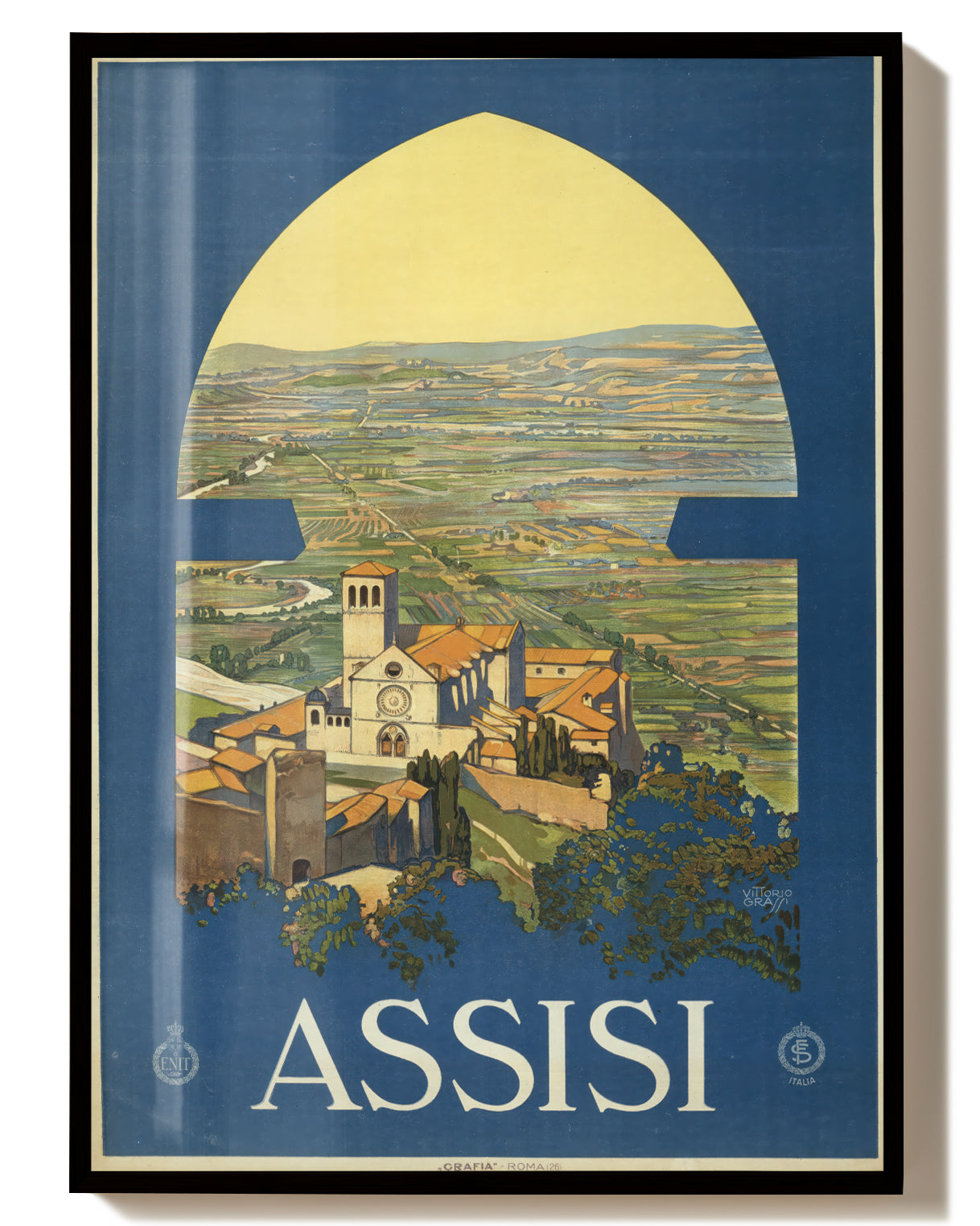 Vintage Assisi Italien Poster – Assisi Italia Poster – FineArt Wandbild, moderne Kunst & Fine Art Print von Spawnd, handgefertigt & Made in Germany