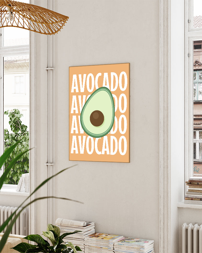 Typografie Avocado Poster – Avocado Repeat Poster – FineArt Wandbild, moderne Kunst & Fine Art Print von Spawnd, handgefertigt & Made in Germany