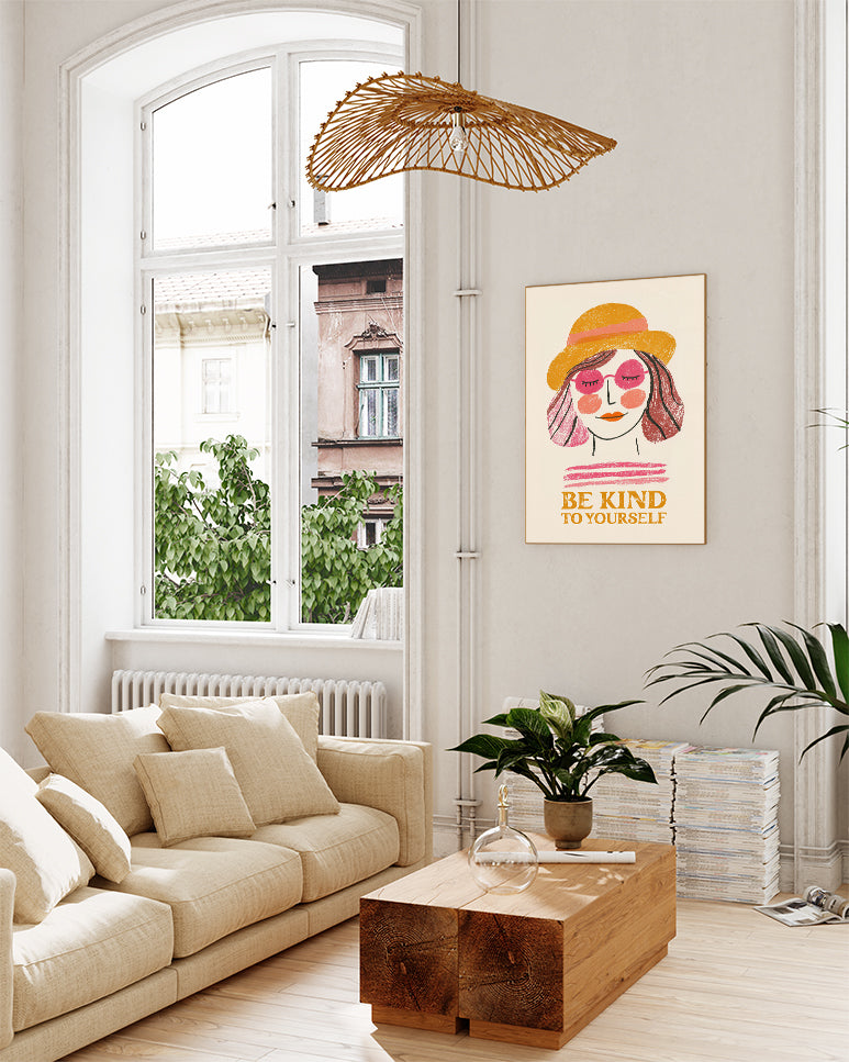 Motivationsposter mit Spruch – Be Kind Poster – FineArt Wandbild, moderne Kunst & Fine Art Print von Spawnd, handgefertigt & Made in Germany