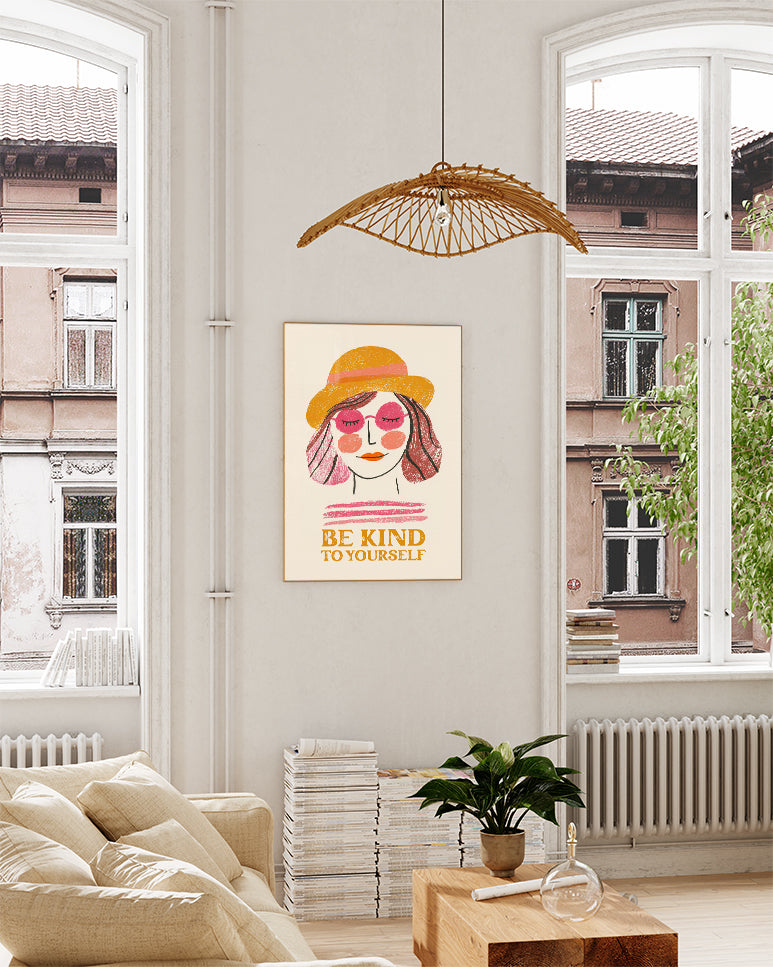 Motivationsposter mit Spruch – Be Kind Poster – FineArt Wandbild, moderne Kunst & Fine Art Print von Spawnd, handgefertigt & Made in Germany