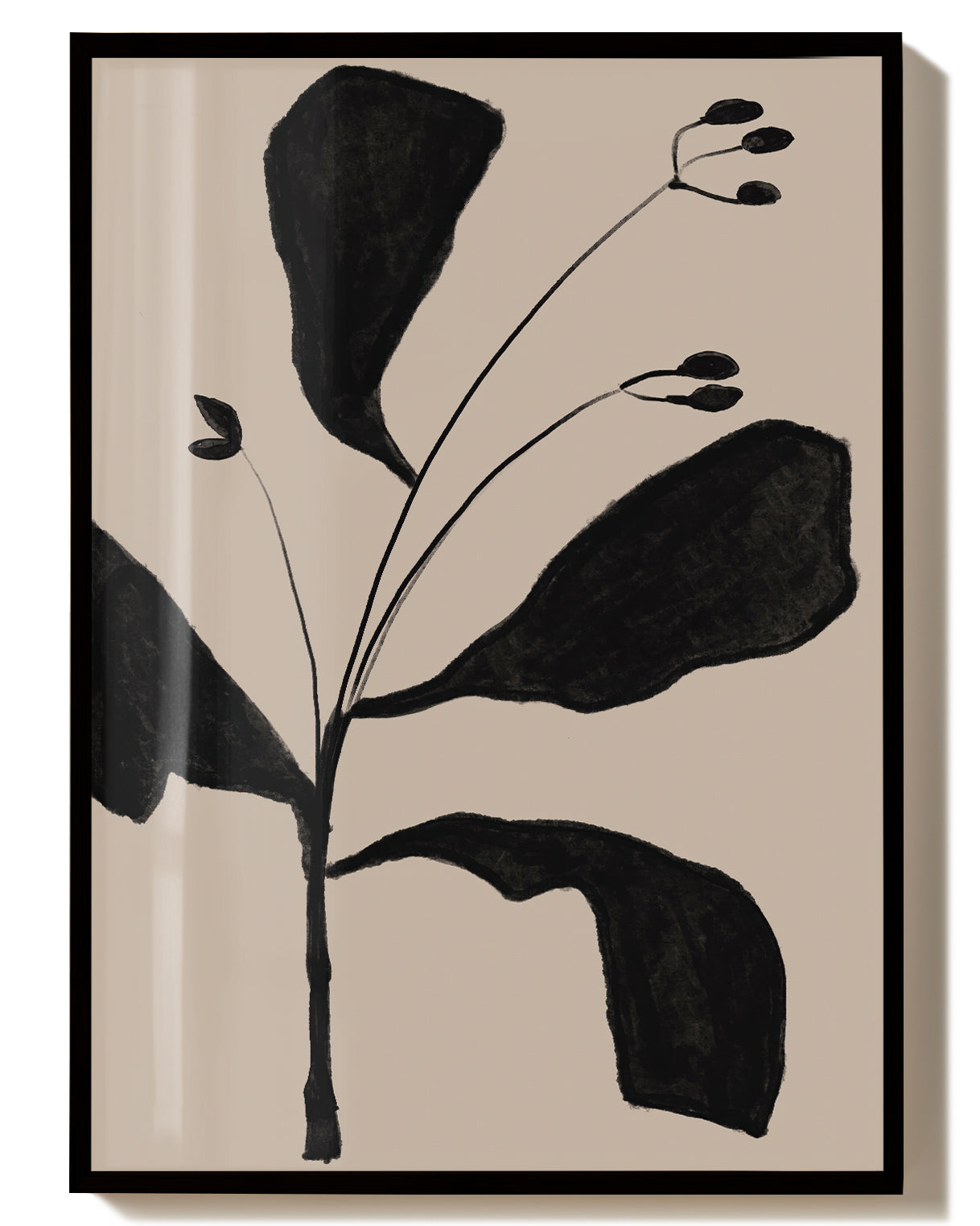 Schwarzes Botanisches Silhouetten Poster – Black Botanic Silhouette