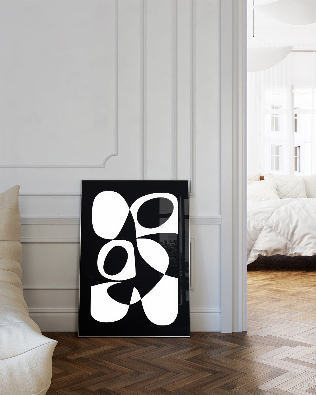 Dynamisches Linien Kunst Poster – Black Flowstate