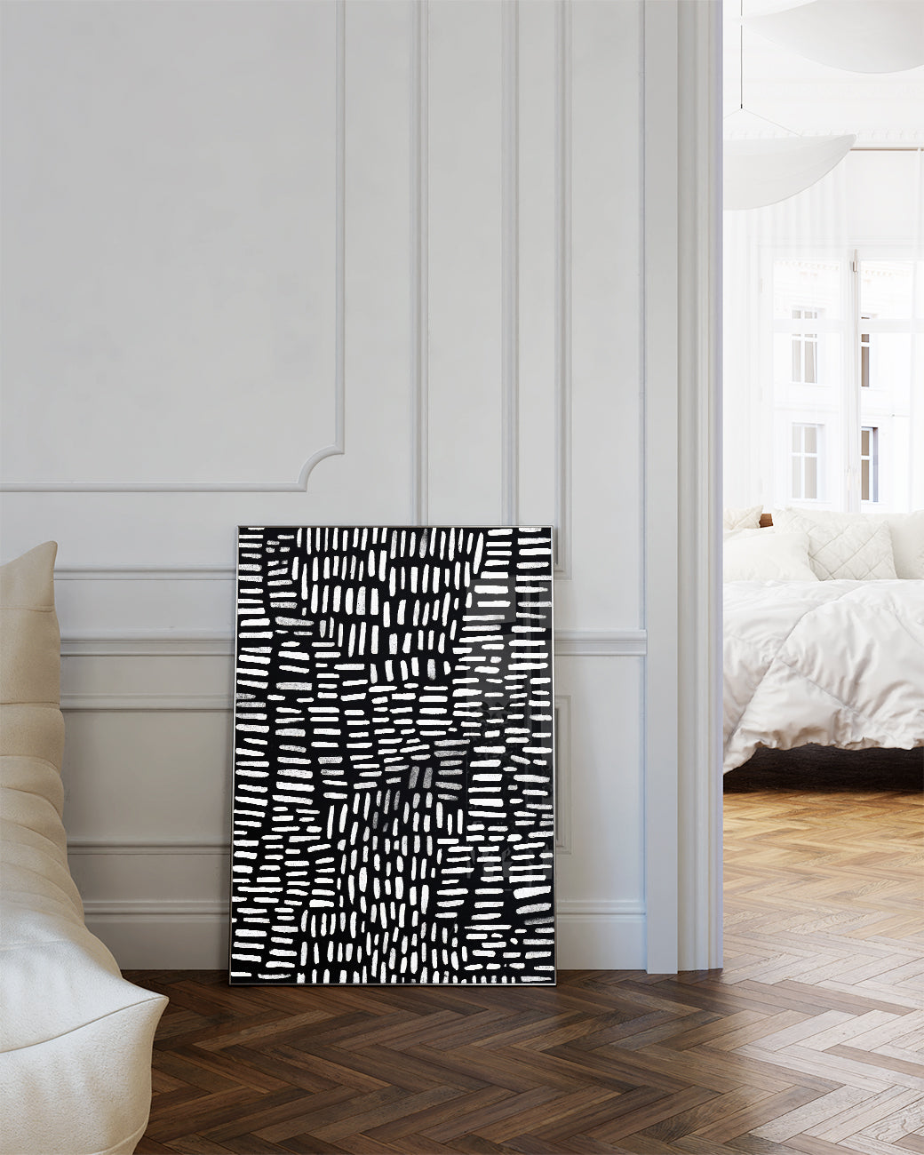 Strukturierte Minimal Art Wandbild – Black Interval