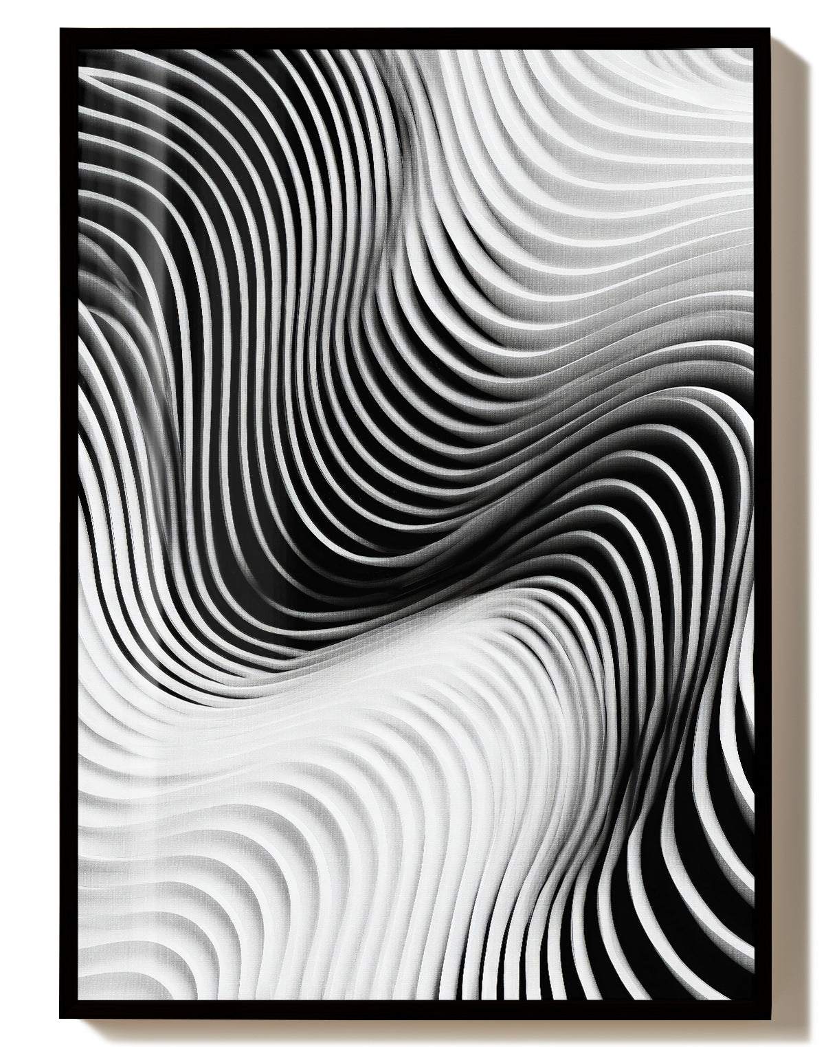 Modernes Schwarz Weiß Wellen Poster – Black Resonance