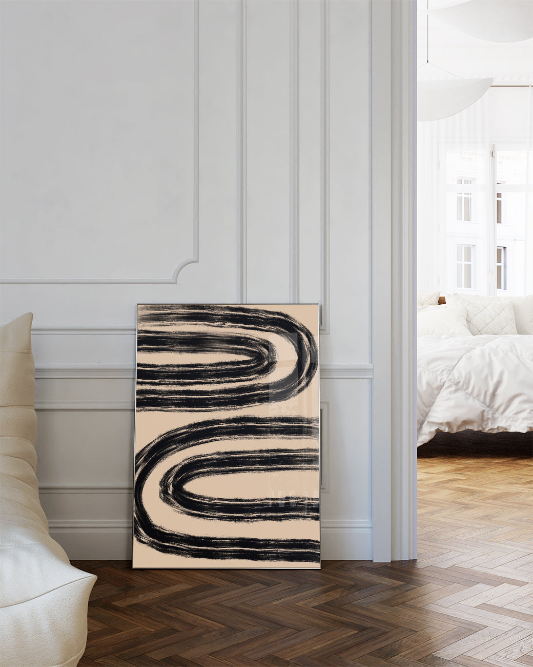 Schwarzes Wellenmuster Poster – Black Wave Pattern