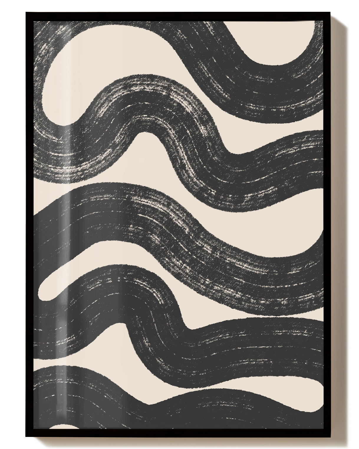 Schwarz Weiß Wellenmuster Poster – Black Wave Pattern