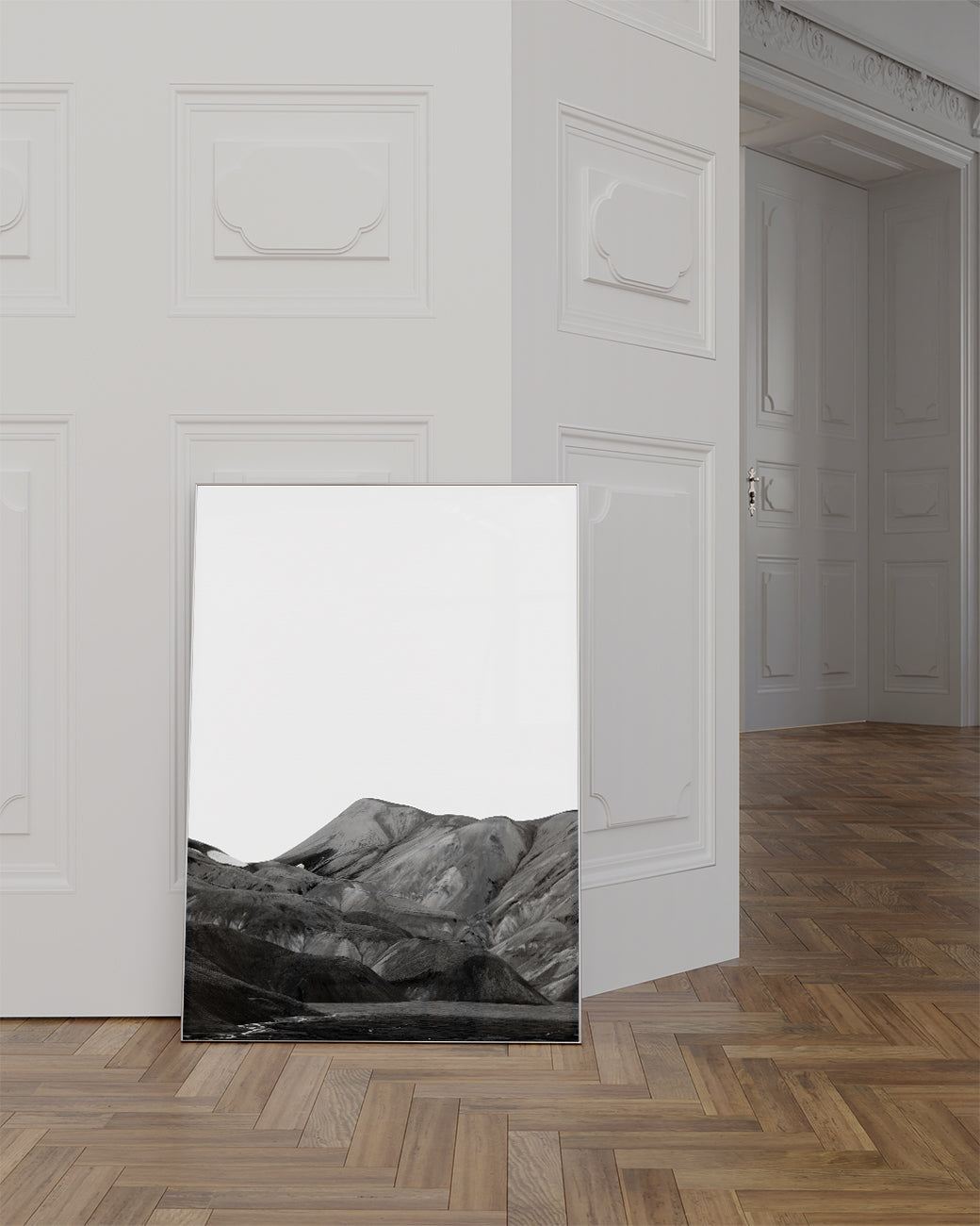 Schwarz Weiß Berglandschaft Poster – Black White Mountain Landscape