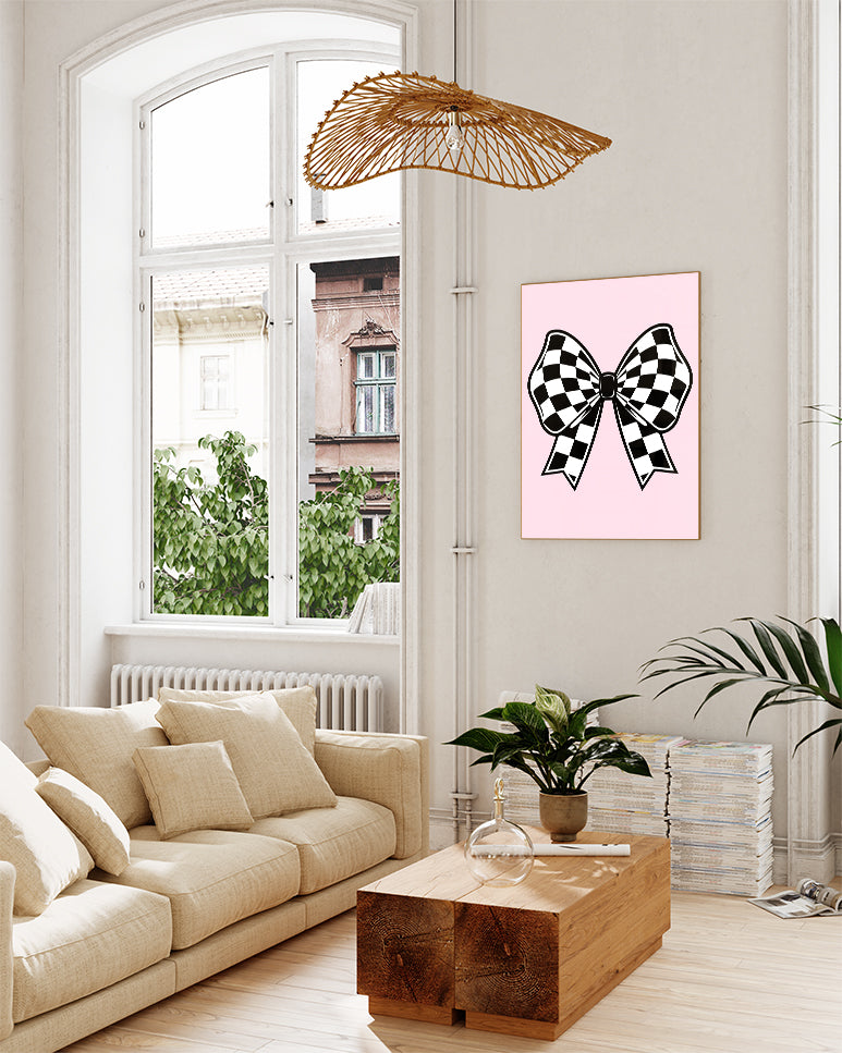 Schleifen Poster mit Karomuster – Bow Checkered Poster – FineArt Wandbild, moderne Kunst & Fine Art Print von Spawnd, handgefertigt & Made in Germany