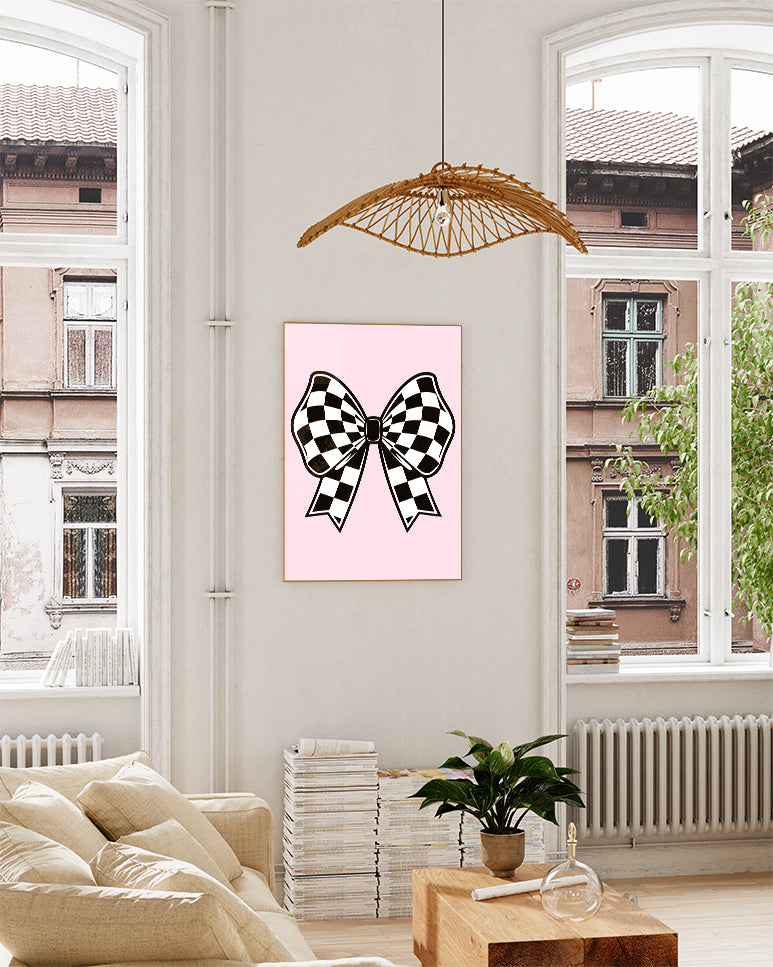 Schleifen Poster mit Karomuster – Bow Checkered Poster – FineArt Wandbild, moderne Kunst & Fine Art Print von Spawnd, handgefertigt & Made in Germany