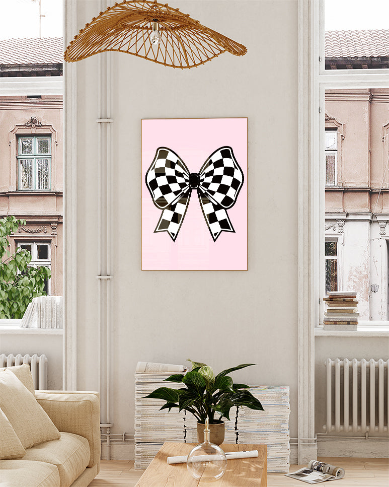 Schleifen Poster mit Karomuster – Bow Checkered Poster – FineArt Wandbild, moderne Kunst & Fine Art Print von Spawnd, handgefertigt & Made in Germany