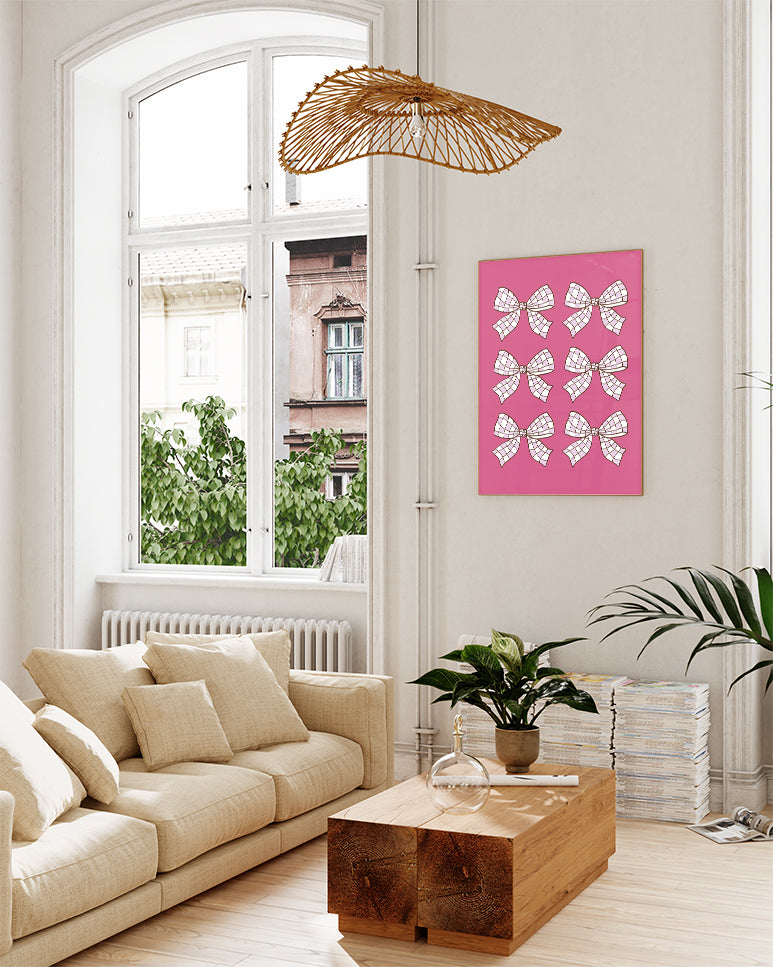 Schleifen Muster Poster – Bow Pattern Poster – FineArt Wandbild, moderne Kunst & Fine Art Print von Spawnd, handgefertigt & Made in Germany