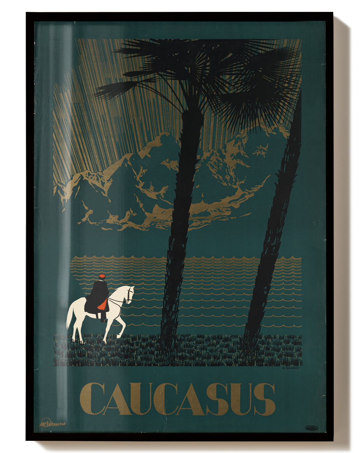 Vintage Kaukasus Reise Poster – Caucasus Landschaft Poster – FineArt Wandbild, moderne Kunst & Fine Art Print von Spawnd, handgefertigt & Made in Germany