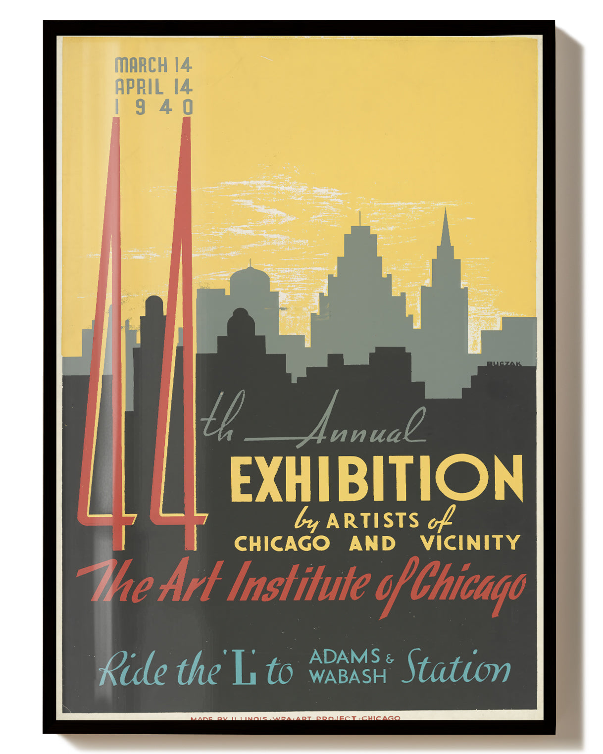 Vintage Chicago Ausstellungsposter & Art Deco Architektur Poster – Chicago Art Exhibition Poster – FineArt Wandbild, moderne Kunst & Fine Art Print von Spawnd, handgefertigt & Made in Germany