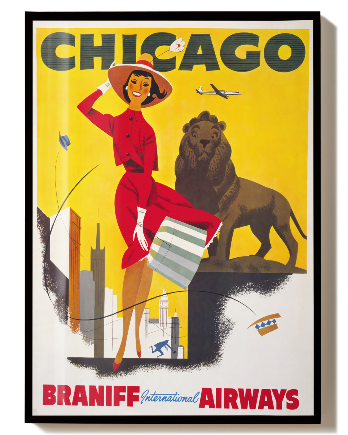 Vintage Chicago USA Poster mit Skyline – Chicago Poster – FineArt Wandbild, moderne Kunst & Fine Art Print von Spawnd, handgefertigt & Made in Germany