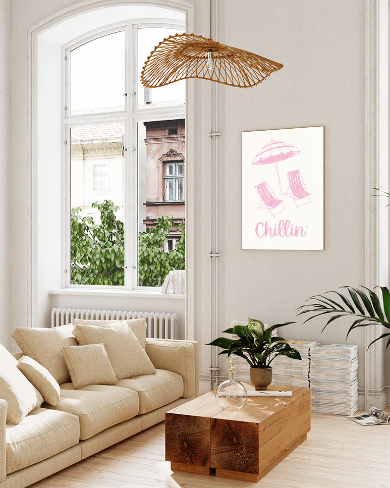 Sommer Poster mit Spruch – Chillin Poster – FineArt Wandbild, moderne Kunst & Fine Art Print von Spawnd, handgefertigt & Made in Germany