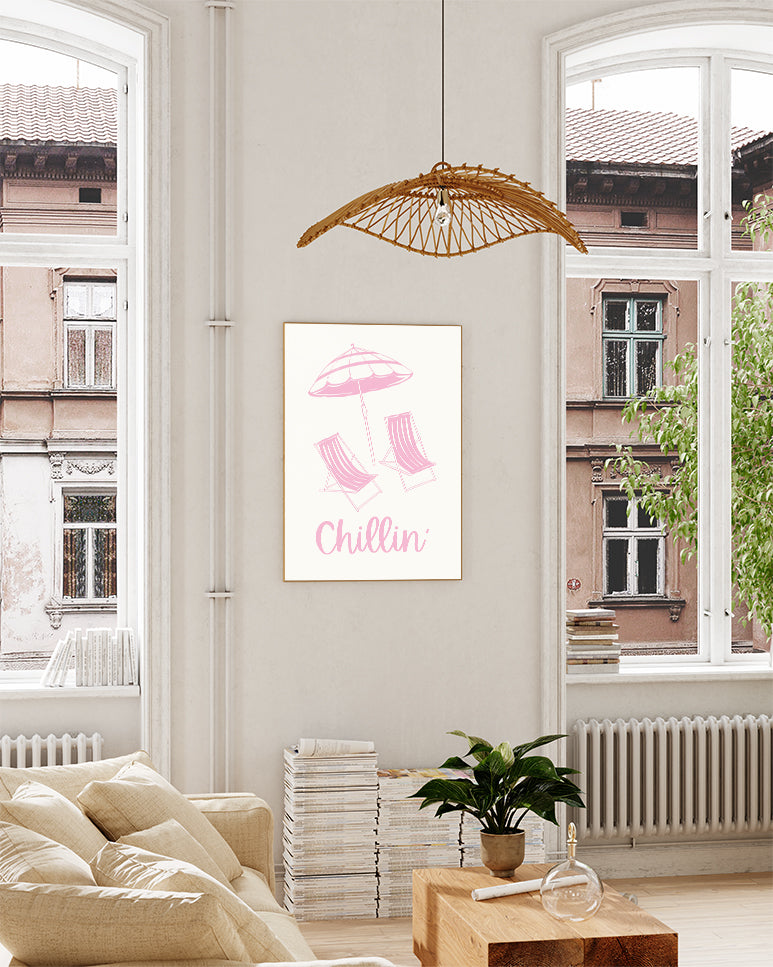 Sommer Poster mit Spruch – Chillin Poster – FineArt Wandbild, moderne Kunst & Fine Art Print von Spawnd, handgefertigt & Made in Germany