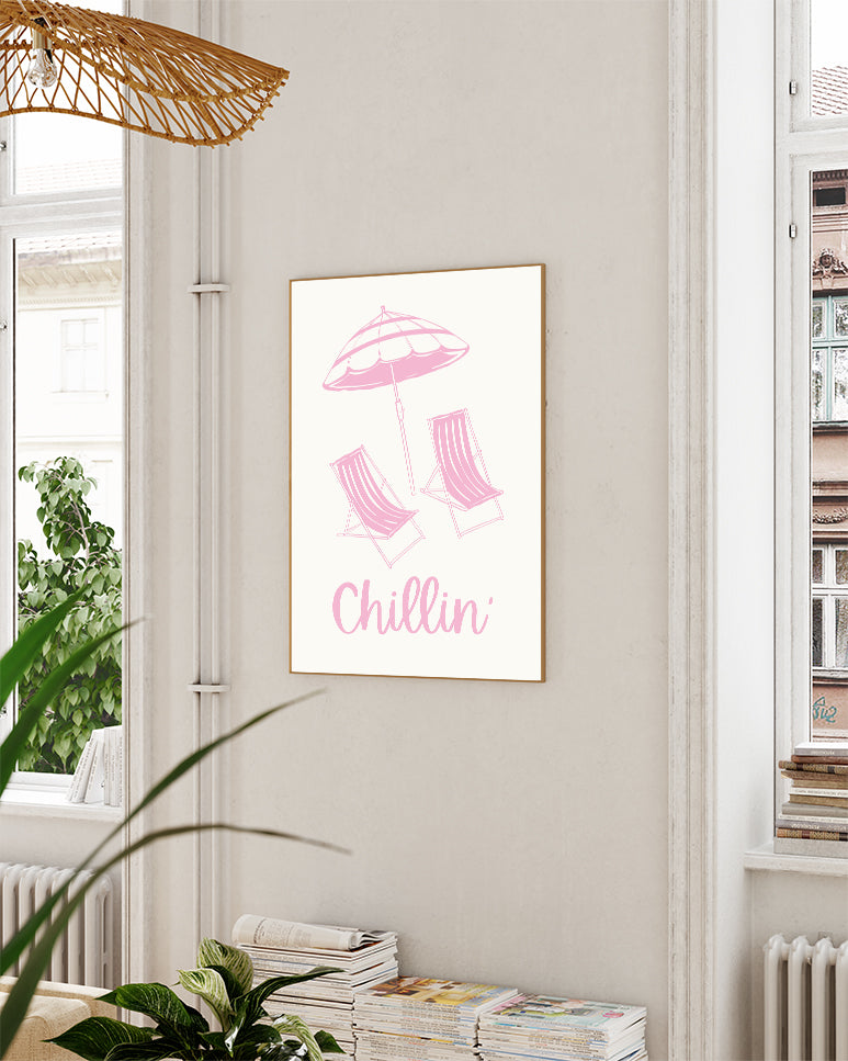 Sommer Poster mit Spruch – Chillin Poster – FineArt Wandbild, moderne Kunst & Fine Art Print von Spawnd, handgefertigt & Made in Germany