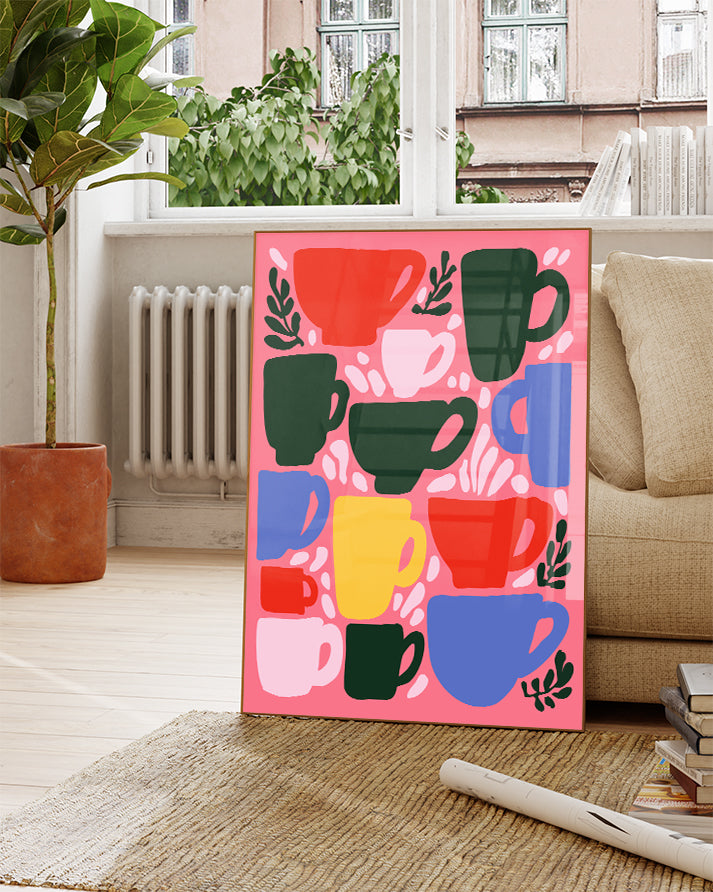 Modernes Kaffee Muster Poster – Coffee Break