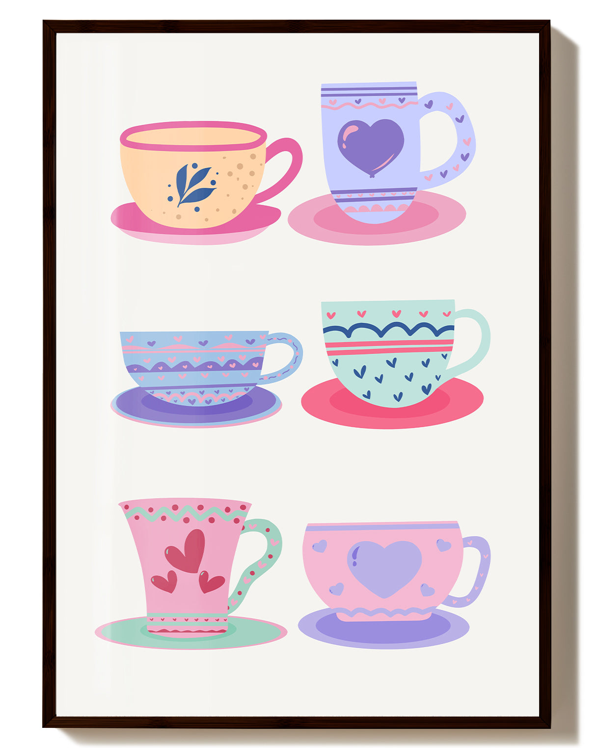 Kaffeetassen Poster Illustration – Coffee Cups Poster – FineArt Wandbild, moderne Kunst & Fine Art Print von Spawnd, handgefertigt & Made in Germany
