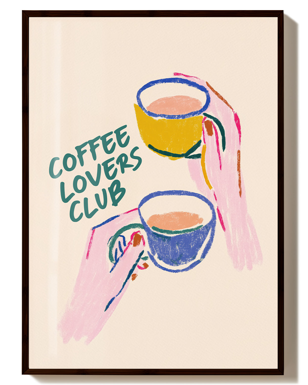 Coffee Lovers Club Poster – Kaffee Illustration Poster – FineArt Wandbild, moderne Kunst & Fine Art Print von Spawnd, handgefertigt & Made in Germany