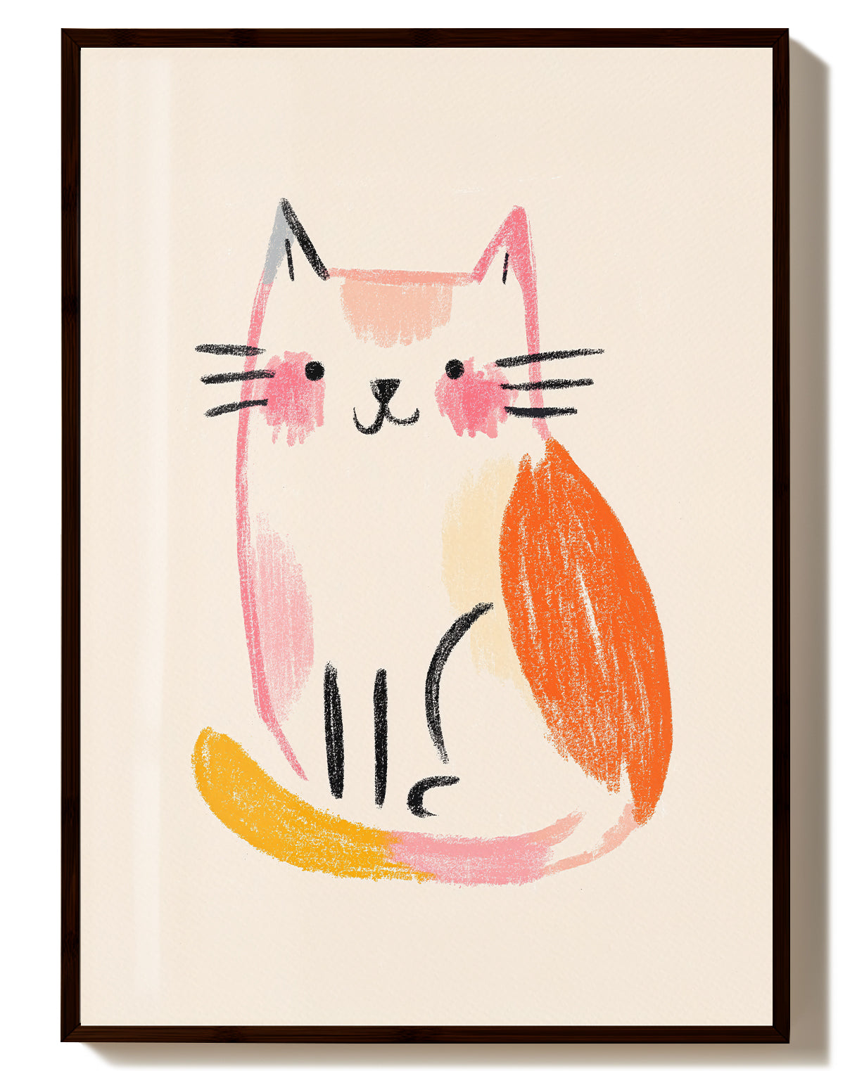 Cozy Cat Poster – Minimalistische Katzen Illustration Poster – FineArt Wandbild, moderne Kunst & Fine Art Print von Spawnd, handgefertigt & Made in Germany