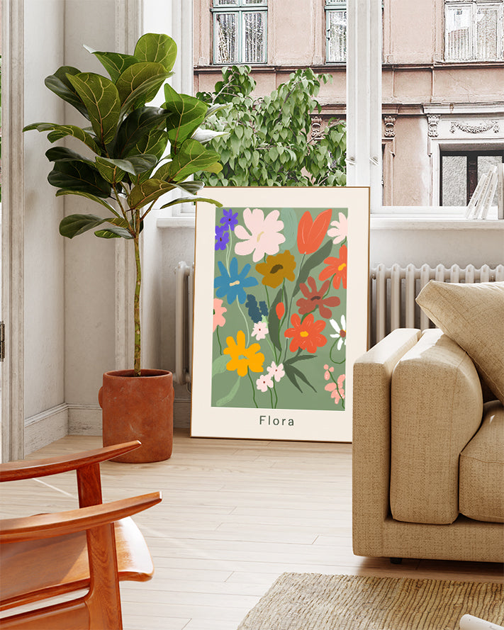 Buntes Blumen Poster modern – Floral Scene