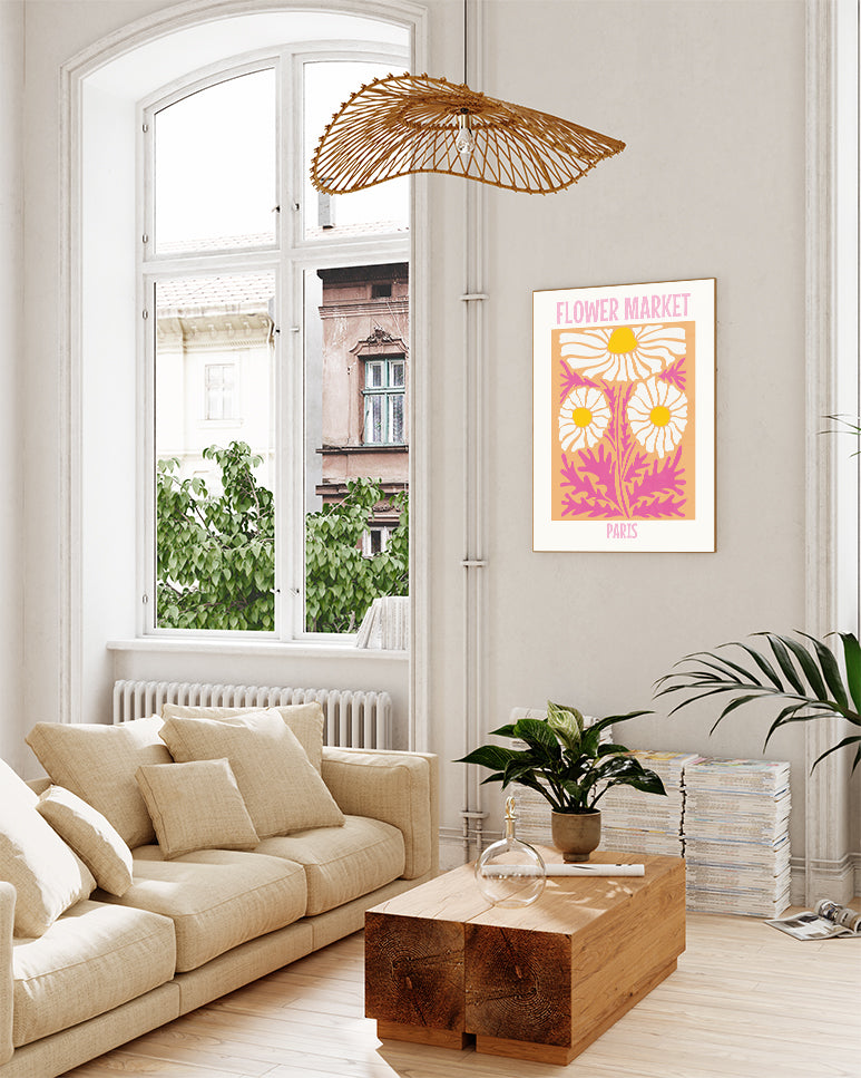 Blumenposter – Flower Market Paris Poster – FineArt Wandbild, moderne Kunst & Fine Art Print von Spawnd, handgefertigt & Made in Germany