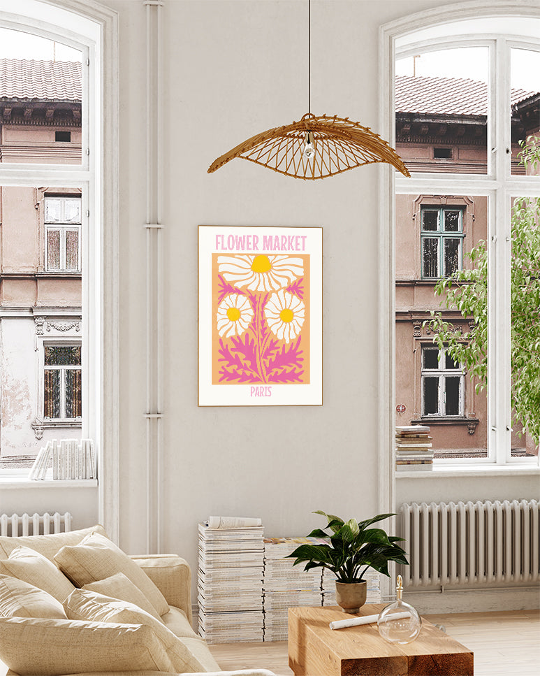 Blumenposter – Flower Market Paris Poster – FineArt Wandbild, moderne Kunst & Fine Art Print von Spawnd, handgefertigt & Made in Germany