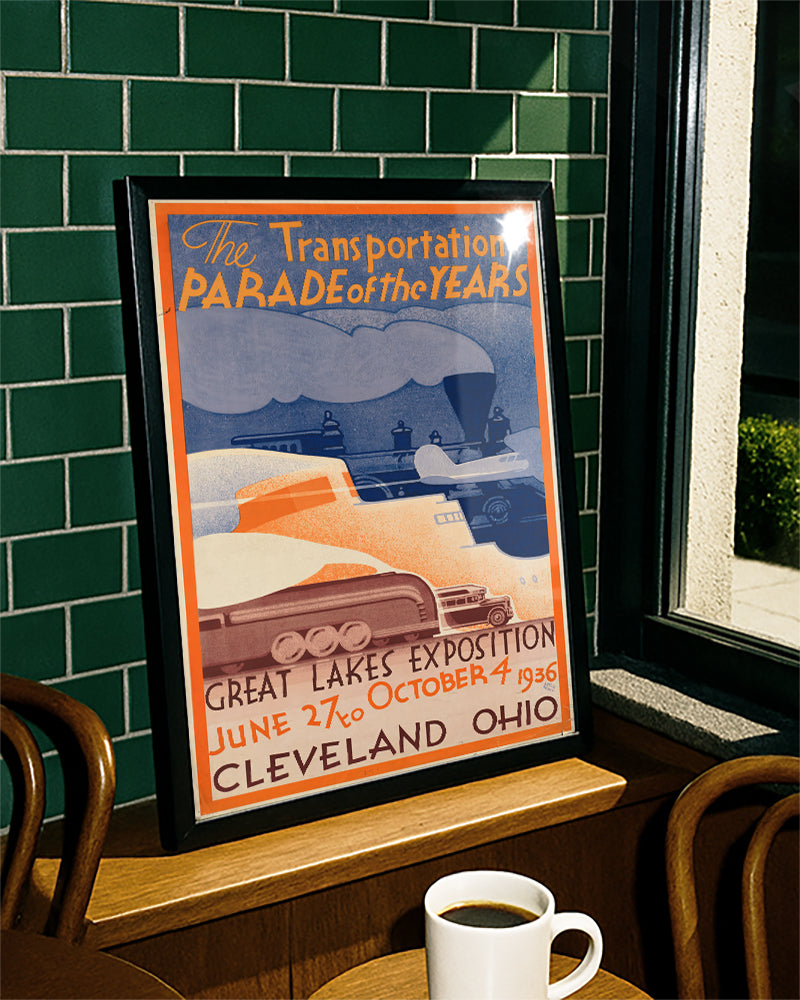 Vintage Cleveland Ohio Poster 1936 – Great Lakes Exposition Poster – FineArt Wandbild, moderne Kunst & Fine Art Print von Spawnd, handgefertigt & Made in Germany