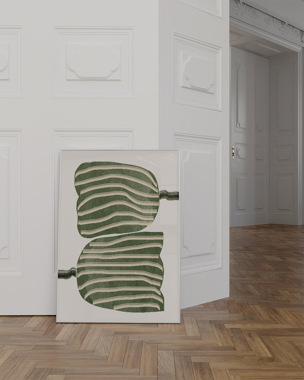 Grünes Gestreiftes Blätter Poster – Green Striped Leaves