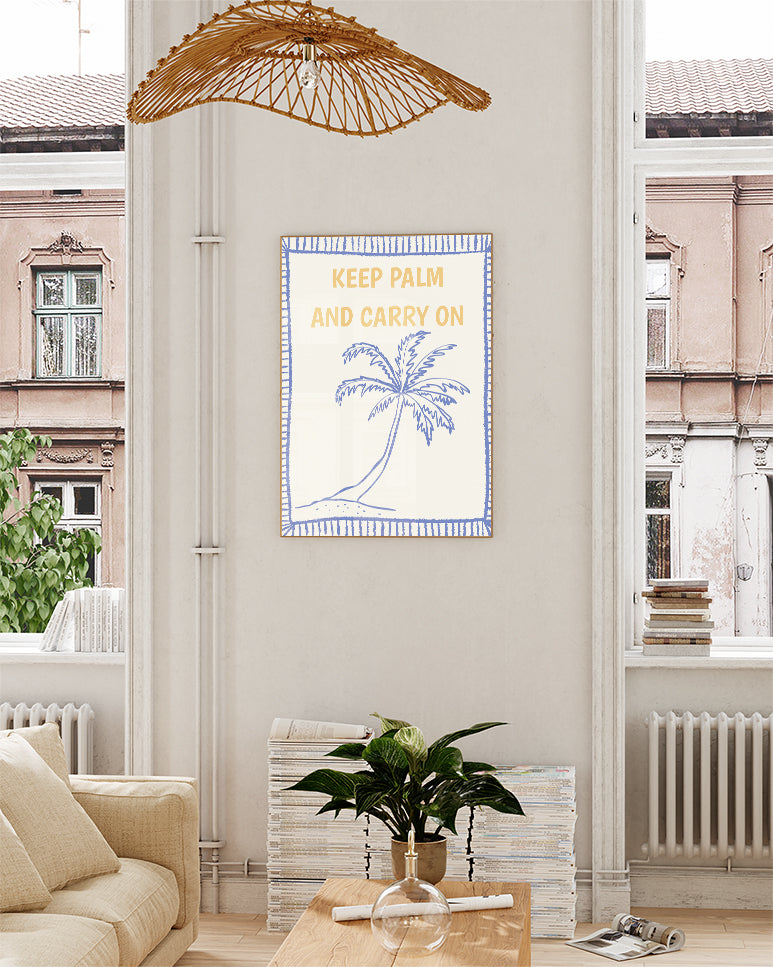Typografie & Illustration Palmen Poster – Keep palm Poster – FineArt Wandbild, moderne Kunst & Fine Art Print von Spawnd, handgefertigt & Made in Germany
