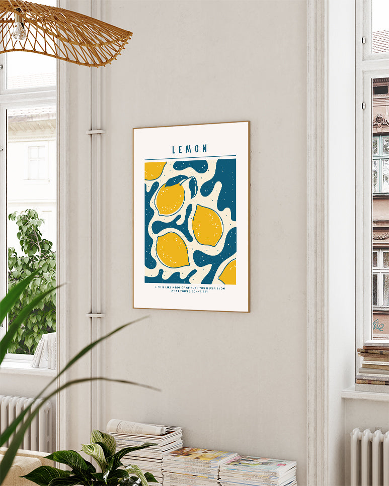 Lemon Pattern Poster – Lemon Poster – FineArt Wandbild, moderne Kunst & Fine Art Print von Spawnd, handgefertigt & Made in Germany