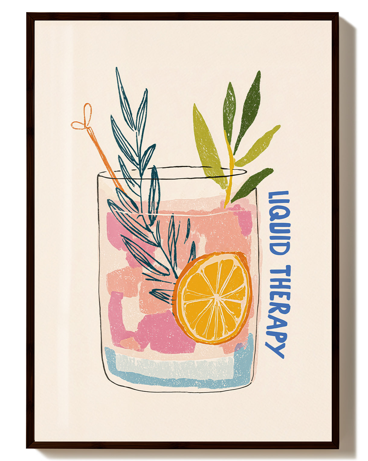 Typografie & Illustration Cocktail Poster – Liquid Therapy Poster – FineArt Wandbild, moderne Kunst & Fine Art Print von Spawnd, handgefertigt & Made in Germany
