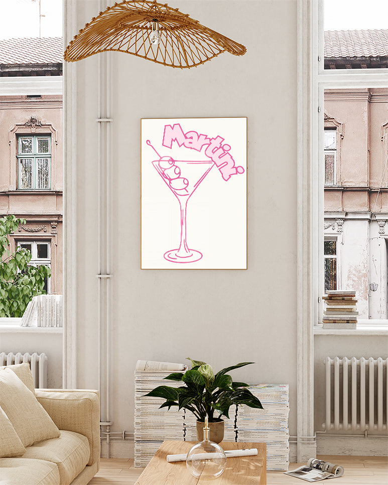 Typografie & Illustration Cocktail Poster – Martini Poster – FineArt Wandbild, moderne Kunst & Fine Art Print von Spawnd, handgefertigt & Made in Germany
