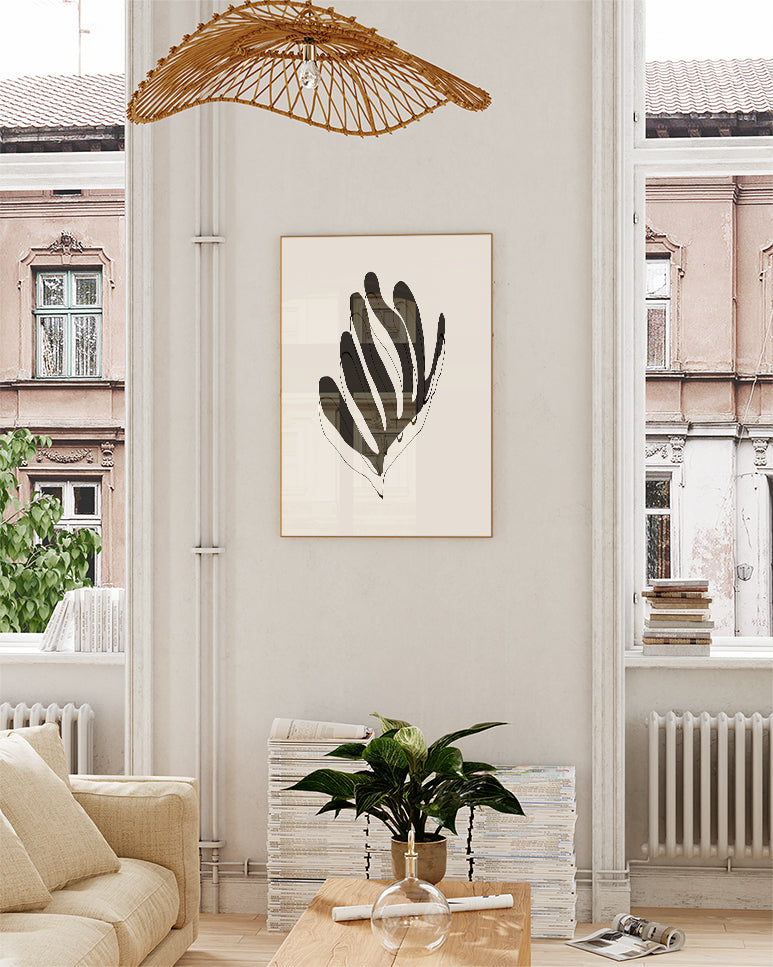 Minimalistisches Blatt Poster – Minimal Black Leaf