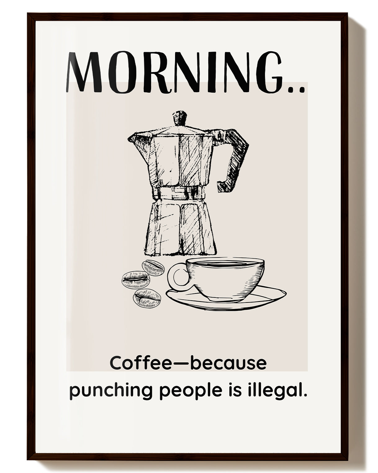 Typografie & Illustration Kaffee Poster – Morning Coffee Poster – FineArt Wandbild, moderne Kunst & Fine Art Print von Spawnd, handgefertigt & Made in Germany