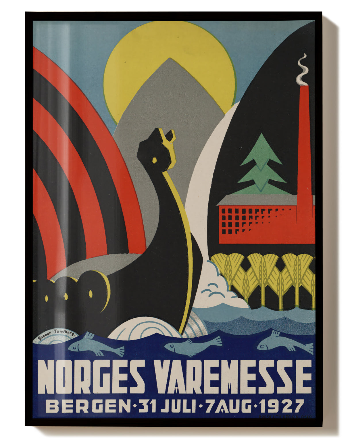 Vintage Bergen Norwegen Poster – Handelsmesse 1927 Poster – FineArt Wandbild, moderne Kunst & Fine Art Print von Spawnd, handgefertigt & Made in Germany