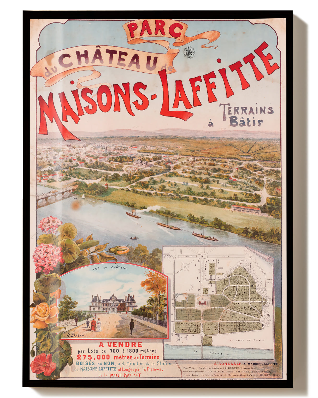 Vintage Frankreich Immobilien Poster – Parc Maisons Laffitte 1937 Poster – FineArt Wandbild, moderne Kunst & Fine Art Print von Spawnd, handgefertigt & Made in Germany