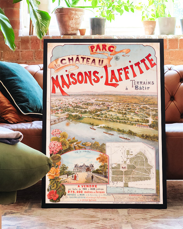 Vintage Frankreich Immobilien Poster – Parc Maisons Laffitte 1937 Poster – FineArt Wandbild, moderne Kunst & Fine Art Print von Spawnd, handgefertigt & Made in Germany