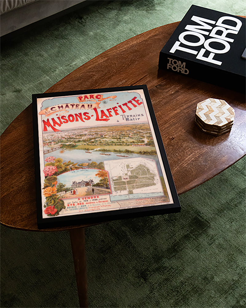 Vintage Frankreich Immobilien Poster – Parc Maisons Laffitte 1937 Poster – FineArt Wandbild, moderne Kunst & Fine Art Print von Spawnd, handgefertigt & Made in Germany